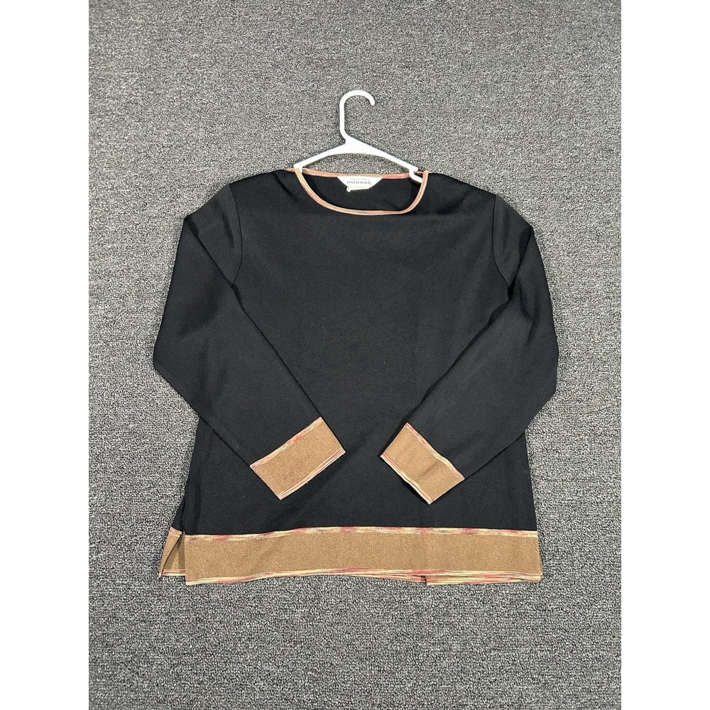 Exclusively Misook Sweater Women's Large Black Preppy Designer‎ Pullover Casual